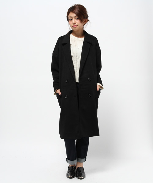 WHO'S WHO gallery（フーズフーギャラリー）の「【A,nam】ダブルチェスターコート（チェスターコート・レディース・ベージュ/カーキ/ブラック・FREE）」の2枚目の写真