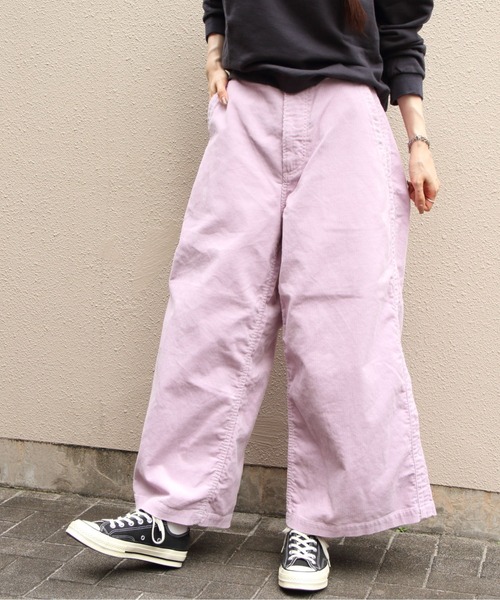 MEYAME（メヤメ）の「MEYAME/メヤメ　コーデュロイサイドラインワイドパンツ　CORDUROY SIDE LINE WODE PANTS（その他パンツ・レディース・グリーン/ピンク・1/0）」の10枚目の写真