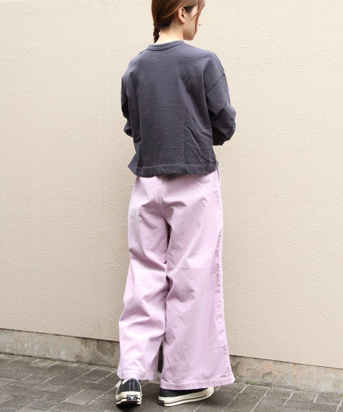 MEYAME（メヤメ）の「MEYAME/メヤメ　コーデュロイサイドラインワイドパンツ　CORDUROY SIDE LINE WODE PANTS（その他パンツ・レディース・グリーン/ピンク・1/0）」の12枚目の写真