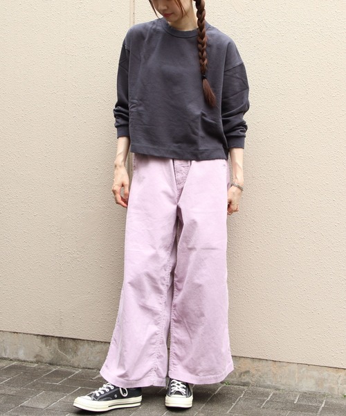 MEYAME（メヤメ）の「MEYAME/メヤメ　コーデュロイサイドラインワイドパンツ　CORDUROY SIDE LINE WODE PANTS（その他パンツ・レディース・グリーン/ピンク・1/0）」の13枚目の写真