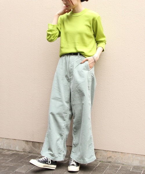 MEYAME（メヤメ）の「MEYAME/メヤメ　コーデュロイサイドラインワイドパンツ　CORDUROY SIDE LINE WODE PANTS（その他パンツ・レディース・グリーン/ピンク・1/0）」の5枚目の写真