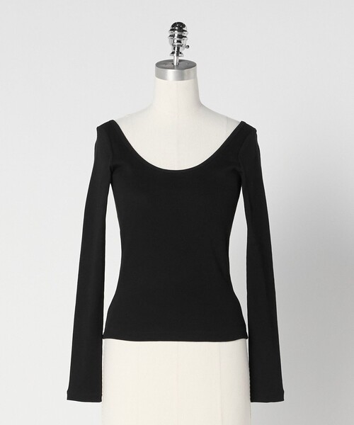 LOEFF（ロエフ）の「＜LOEFF＞コットンテレコ ラウンドネック カットソー（Tシャツ/カットソー・レディース・ワイン/ブラック・FREE）」の2枚目の写真