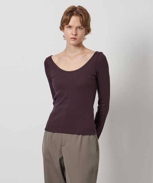 LOEFF（ロエフ）の「＜LOEFF＞コットンテレコ ラウンドネック カットソー（Tシャツ/カットソー・レディース・ワイン/ブラック・FREE）」の22枚目の写真