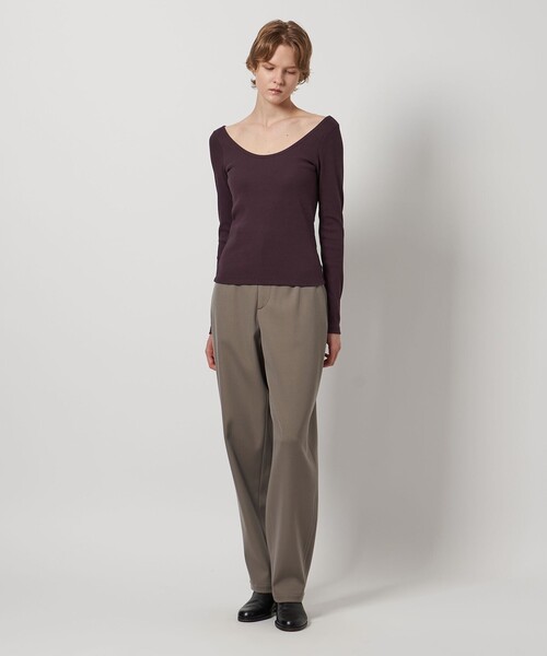 LOEFF（ロエフ）の「＜LOEFF＞コットンテレコ ラウンドネック カットソー（Tシャツ/カットソー・レディース・ワイン/ブラック・FREE）」の16枚目の写真