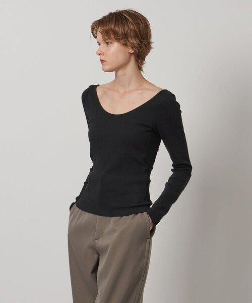 LOEFF（ロエフ）の「＜LOEFF＞コットンテレコ ラウンドネック カットソー（Tシャツ/カットソー・レディース・ワイン/ブラック・FREE）」の18枚目の写真