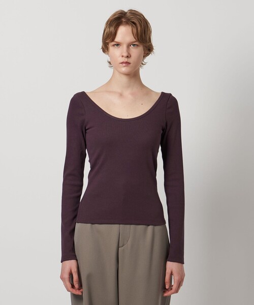 LOEFF（ロエフ）の「＜LOEFF＞コットンテレコ ラウンドネック カットソー（Tシャツ/カットソー・レディース・ワイン/ブラック・FREE）」の20枚目の写真