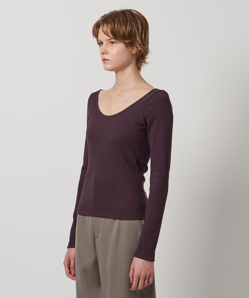 LOEFF（ロエフ）の「＜LOEFF＞コットンテレコ ラウンドネック カットソー（Tシャツ/カットソー・レディース・ワイン/ブラック・FREE）」の21枚目の写真