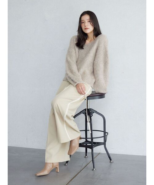 LAGUNAMOON（ラグナムーン）の「ラインドレープパンツ（その他パンツ・レディース・アイボリー/ブラック/ベージュ・SMALL/MEDIUM）」の4枚目の写真