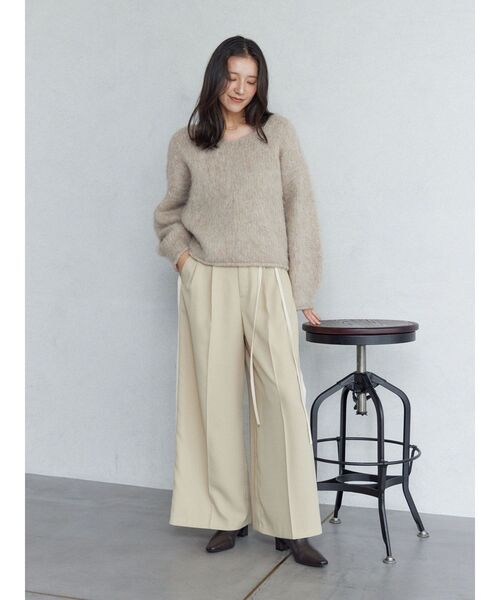 LAGUNAMOON（ラグナムーン）の「ラインドレープパンツ（その他パンツ・レディース・アイボリー/ブラック/ベージュ・SMALL/MEDIUM）」の5枚目の写真