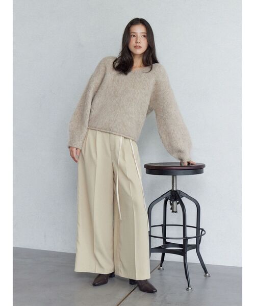 LAGUNAMOON（ラグナムーン）の「ラインドレープパンツ（その他パンツ・レディース・アイボリー/ブラック/ベージュ・SMALL/MEDIUM）」の6枚目の写真