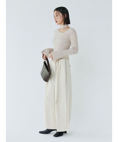 LAGUNAMOON（ラグナムーン）の「ラインドレープパンツ（その他パンツ・レディース・アイボリー/ブラック/ベージュ・SMALL/MEDIUM）」の8枚目の写真