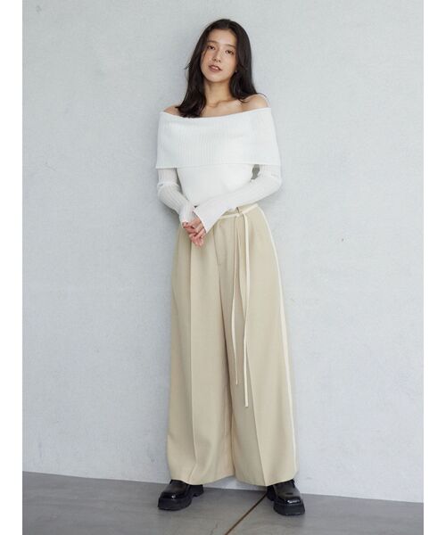 LAGUNAMOON（ラグナムーン）の「ラインドレープパンツ（その他パンツ・レディース・アイボリー/ブラック/ベージュ・SMALL/MEDIUM）」の18枚目の写真