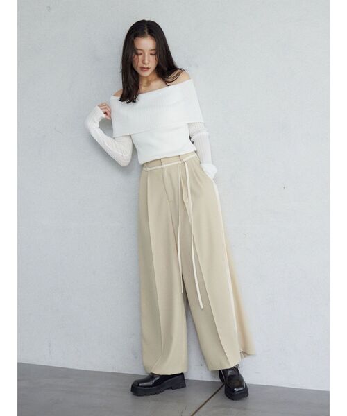 LAGUNAMOON（ラグナムーン）の「ラインドレープパンツ（その他パンツ・レディース・アイボリー/ブラック/ベージュ・SMALL/MEDIUM）」の19枚目の写真