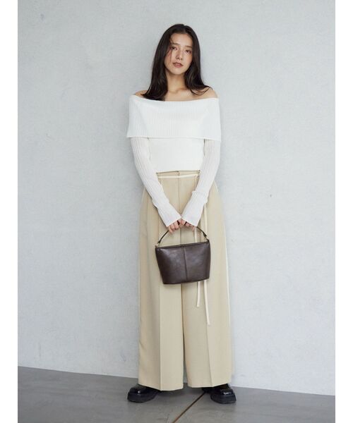 LAGUNAMOON（ラグナムーン）の「ラインドレープパンツ（その他パンツ・レディース・アイボリー/ブラック/ベージュ・SMALL/MEDIUM）」の21枚目の写真