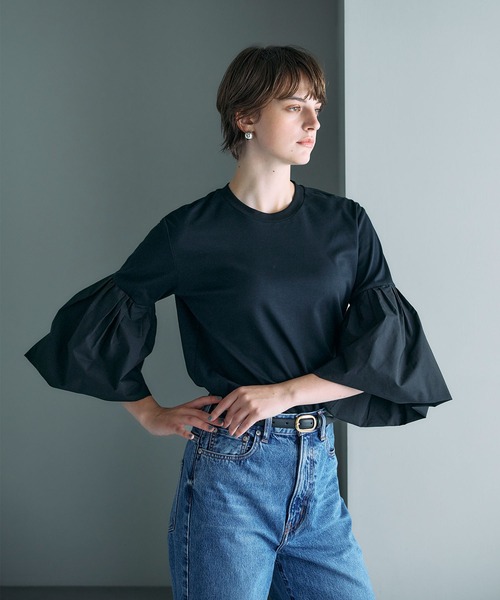 N.O.R.C（ノーク）の「タイプライターバルーンスリーブトップス【マルチファンクション】（Tシャツ/カットソー・レディース・オフホワイト/ブラック・フリー）」の2枚目の写真