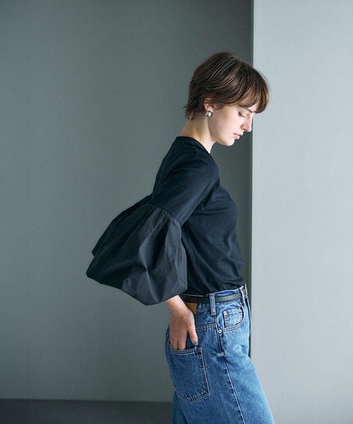 N.O.R.C（ノーク）の「タイプライターバルーンスリーブトップス【マルチファンクション】（Tシャツ/カットソー・レディース・オフホワイト/ブラック・フリー）」の3枚目の写真