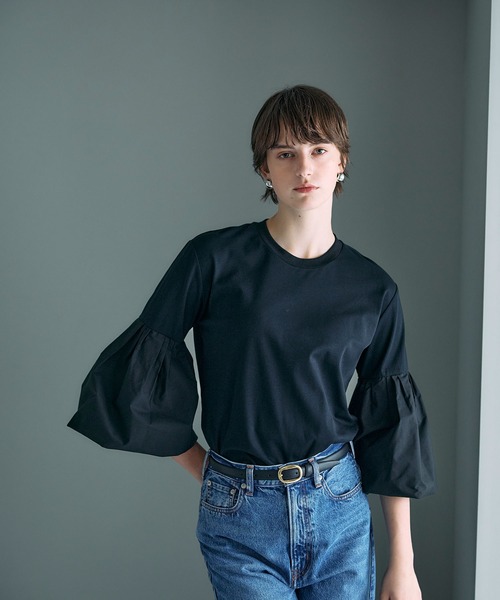 N.O.R.C（ノーク）の「タイプライターバルーンスリーブトップス【マルチファンクション】（Tシャツ/カットソー・レディース・オフホワイト/ブラック・フリー）」の5枚目の写真