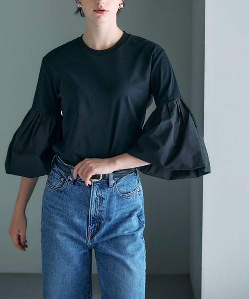 N.O.R.C（ノーク）の「タイプライターバルーンスリーブトップス【マルチファンクション】（Tシャツ/カットソー・レディース・オフホワイト/ブラック・フリー）」の6枚目の写真