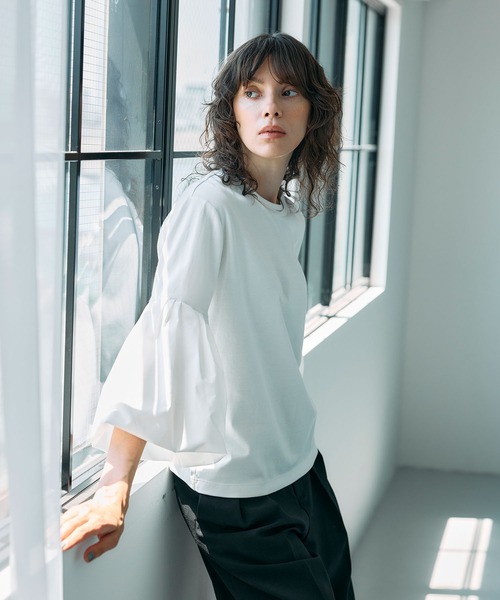N.O.R.C（ノーク）の「タイプライターバルーンスリーブトップス【マルチファンクション】（Tシャツ/カットソー・レディース・オフホワイト/ブラック・フリー）」の11枚目の写真
