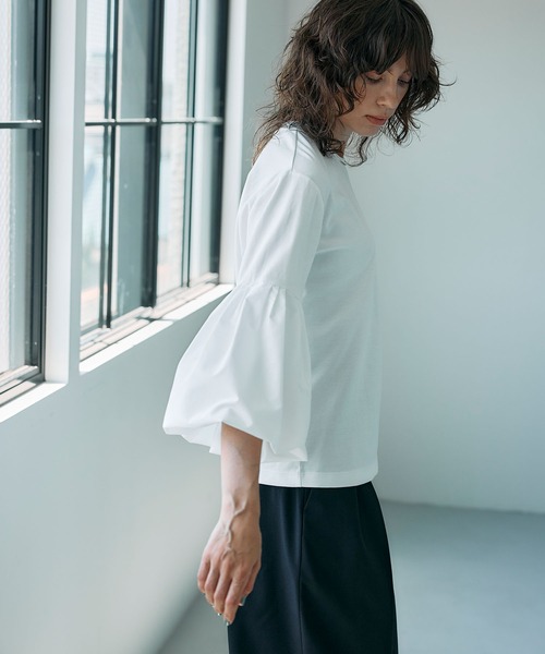 N.O.R.C（ノーク）の「タイプライターバルーンスリーブトップス【マルチファンクション】（Tシャツ/カットソー・レディース・オフホワイト/ブラック・フリー）」の12枚目の写真