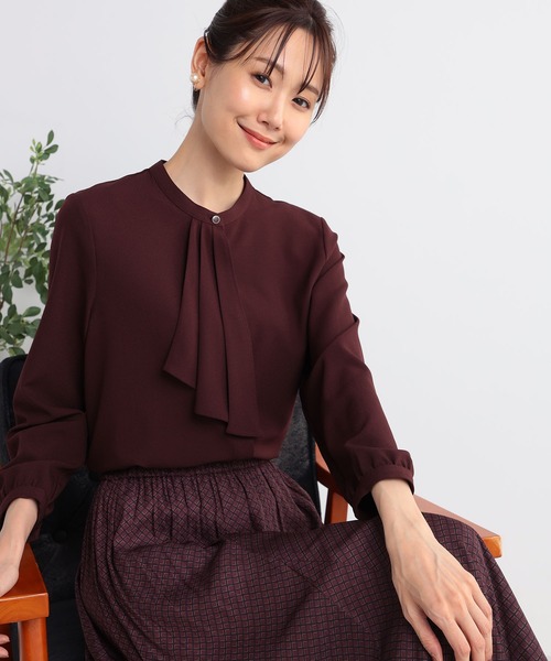 GALLORIA(ギャローリア)の「洗える ラッフルブラウス(シャツ/ブラウス・レディース・ネイビー/ボルドー/ライトグレー・LL/L/M/S)」の12枚目の写真