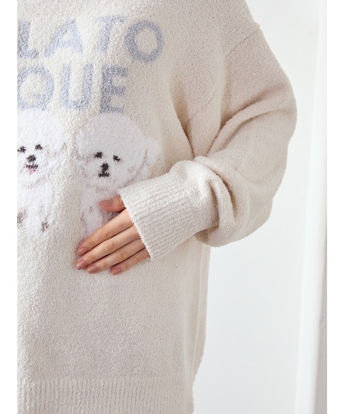 ジェラートピケ モチーフジャガードプルオーバー ビションフリーゼ モチーフジャガードプルオーバー（ルームウェア/パジャマ）｜gelato