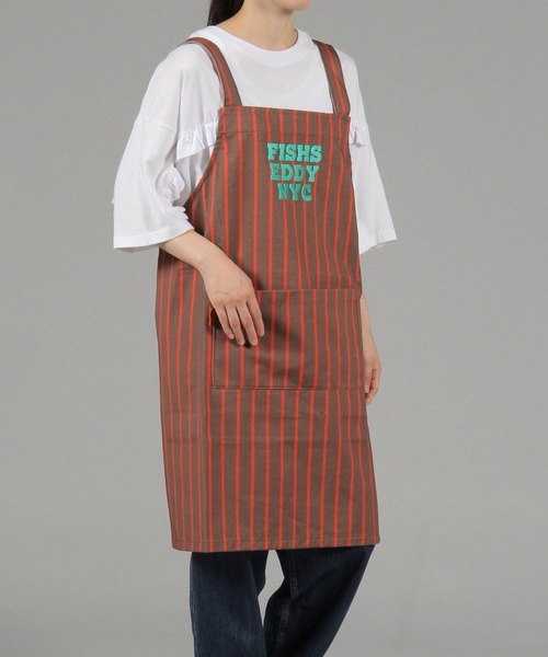 Fishs Eddy(フィッシュエディ)の「【Fishs Eddy(フィッシュエディ)】ストライプエプロン(エプロン・レディース・ネイビー/ブラウン・FREE)」の3枚目の写真