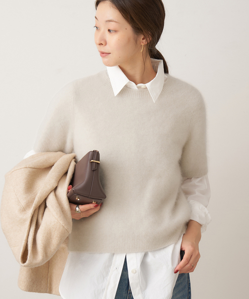 plage（プラージュ）の「Light Fur Hansode ニット（ニット/セーター・レディース・アイボリー/サックスブルー/スミクロ・FREE）」の2枚目の写真