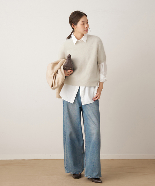 plage（プラージュ）の「Light Fur Hansode ニット（ニット/セーター・レディース・アイボリー/サックスブルー/スミクロ・FREE）」の8枚目の写真