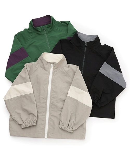 b・ROOM（ビールーム）の「ビッグシルエットバイカラーウィンドブレーカー（ブルゾン・キッズ・ブラック/モスグリーン/グレイッシュベージュ・100cm/120cm/110cm/150cm/130cm/140cm）」の12枚目の写真