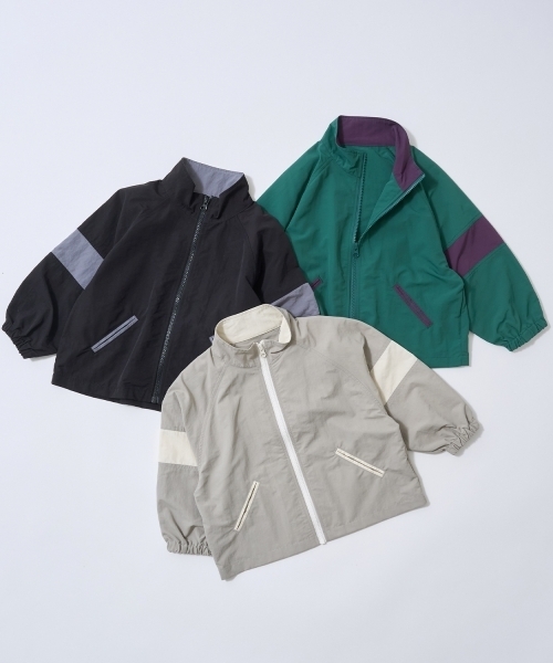 b・ROOM（ビールーム）の「ビッグシルエットバイカラーウィンドブレーカー（ブルゾン・キッズ・ブラック/モスグリーン/グレイッシュベージュ・100cm/120cm/110cm/150cm/130cm/140cm）」の13枚目の写真