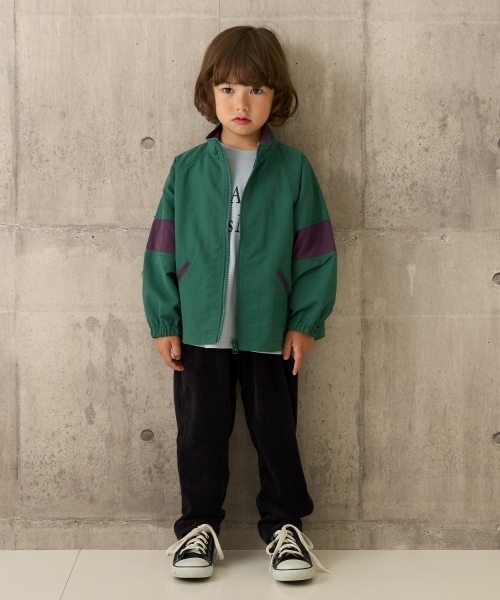 b・ROOM（ビールーム）の「ビッグシルエットバイカラーウィンドブレーカー（ブルゾン・キッズ・ブラック/モスグリーン/グレイッシュベージュ・100cm/120cm/110cm/150cm/130cm/140cm）」の19枚目の写真