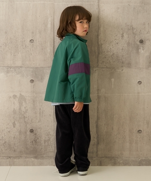 b・ROOM（ビールーム）の「ビッグシルエットバイカラーウィンドブレーカー（ブルゾン・キッズ・ブラック/モスグリーン/グレイッシュベージュ・100cm/120cm/110cm/150cm/130cm/140cm）」の20枚目の写真