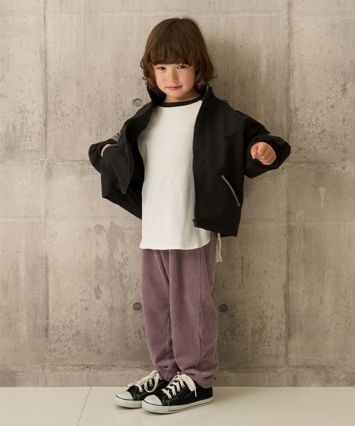 b・ROOM（ビールーム）の「ビッグシルエットバイカラーウィンドブレーカー（ブルゾン・キッズ・ブラック/モスグリーン/グレイッシュベージュ・100cm/120cm/110cm/150cm/130cm/140cm）」の22枚目の写真