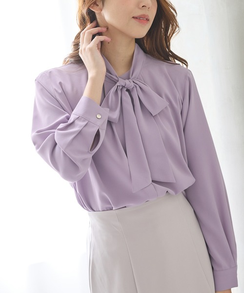 Honeys（ハニーズ）の「２ｗａｙボウタイブラウス（シャツ/ブラウス・レディース・アイボリー/ピンク系その他/グレイッシュベージュ/ブラウン・S/M/LL/L/3L）」の4枚目の写真