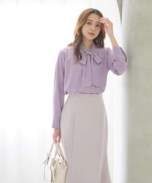 Honeys（ハニーズ）の「２ｗａｙボウタイブラウス（シャツ/ブラウス・レディース・アイボリー/ピンク系その他/グレイッシュベージュ/ブラウン・S/M/LL/L/3L）」の8枚目の写真