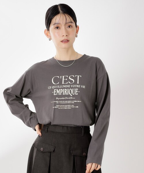 THE SHOP TK (ザ ショップ ティーケー )の「ロゴアソート長袖Tシャツ【アンチピリング/UVカット/洗濯機OK】(Tシャツ/カットソー・レディース・アイボリー系/ブラック系/スミクロ/アイボリー・13/12)」の1枚目の写真