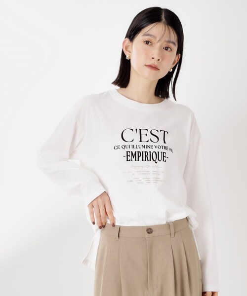 THE SHOP TK (ザ ショップ ティーケー )の「ロゴアソート長袖Tシャツ【アンチピリング/UVカット/洗濯機OK】(Tシャツ/カットソー・レディース・アイボリー系/ブラック系/スミクロ/アイボリー・13/12)」の2枚目の写真
