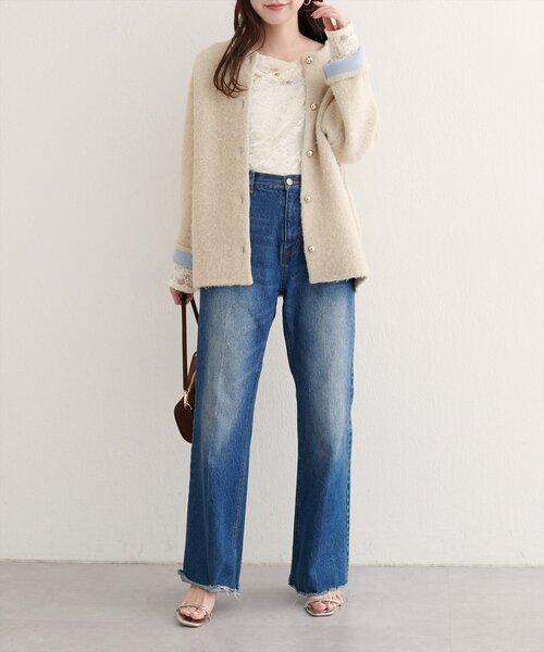 natural couture（ナチュラルクチュール）の「ドレープレースプルオーバー（Tシャツ/カットソー・レディース・アイボリー/ブラック・FREE）」の9枚目の写真