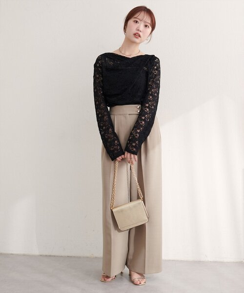 natural couture（ナチュラルクチュール）の「ドレープレースプルオーバー（Tシャツ/カットソー・レディース・アイボリー/ブラック・FREE）」の14枚目の写真