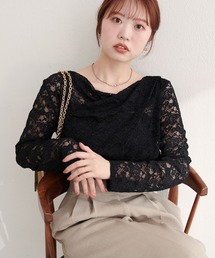 natural couture | ドレープレースプルオーバー(Tシャツ/カットソー)