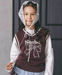 nexchic（ネクシック）の「リボンロゴジャガードニットベスト(110~150cm)（ベスト）」