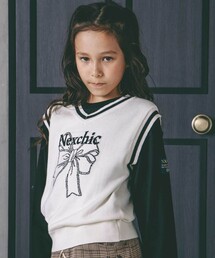 nexchic（ネクシック）の「リボンロゴジャガードニットベスト(110~150cm)（ベスト・キッズ）」