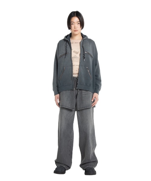 DAIRIKU(ダイリク)の「5-Zip Vintage Dyed Hoodie(パーカー・メンズ・ブラック/アクア・L)」の3枚目の写真