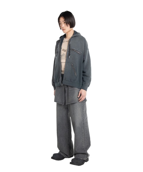 DAIRIKU(ダイリク)の「5-Zip Vintage Dyed Hoodie(パーカー・メンズ・ブラック/アクア・L)」の7枚目の写真