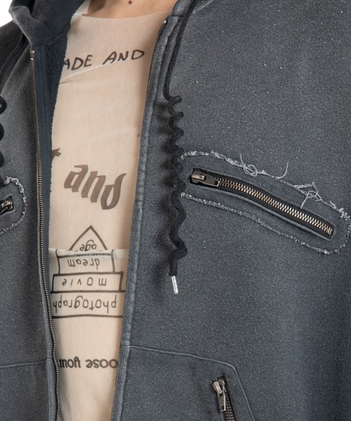 DAIRIKU(ダイリク)の「5-Zip Vintage Dyed Hoodie(パーカー・メンズ・ブラック/アクア・L)」の6枚目の写真