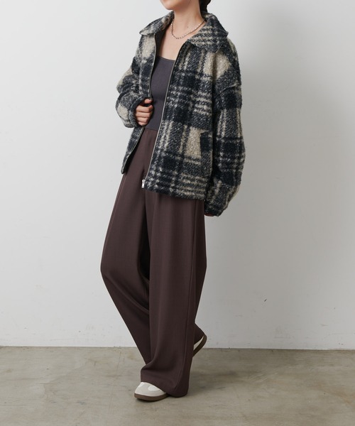 COLONY 2139（コロニートゥーワンスリーナイン）の「フェイクリングウールチェックZIPブルゾン（ブルゾン・レディース・モカ/ネイビー/ブラック・FREE）」の21枚目の写真