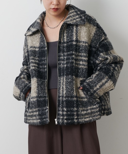 COLONY 2139（コロニートゥーワンスリーナイン）の「フェイクリングウールチェックZIPブルゾン（ブルゾン・レディース・モカ/ネイビー/ブラック・FREE）」の16枚目の写真