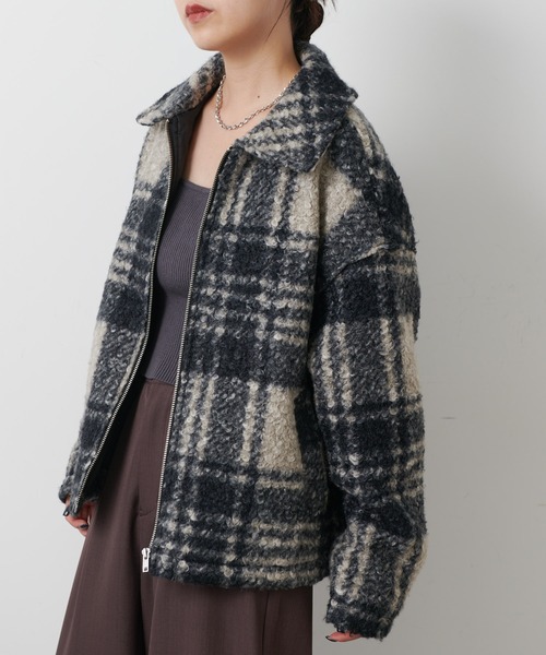 COLONY 2139（コロニートゥーワンスリーナイン）の「フェイクリングウールチェックZIPブルゾン（ブルゾン・レディース・モカ/ネイビー/ブラック・FREE）」の17枚目の写真