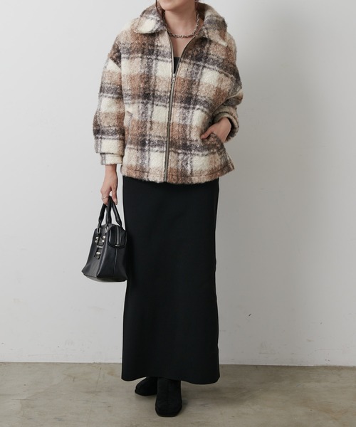 COLONY 2139（コロニートゥーワンスリーナイン）の「フェイクリングウールチェックZIPブルゾン（ブルゾン・レディース・モカ/ネイビー/ブラック・FREE）」の7枚目の写真